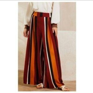 Striped Wide-Leg Palazzo Pants Womens High-Waist Multicolor -NEW-SIZE: LARGE